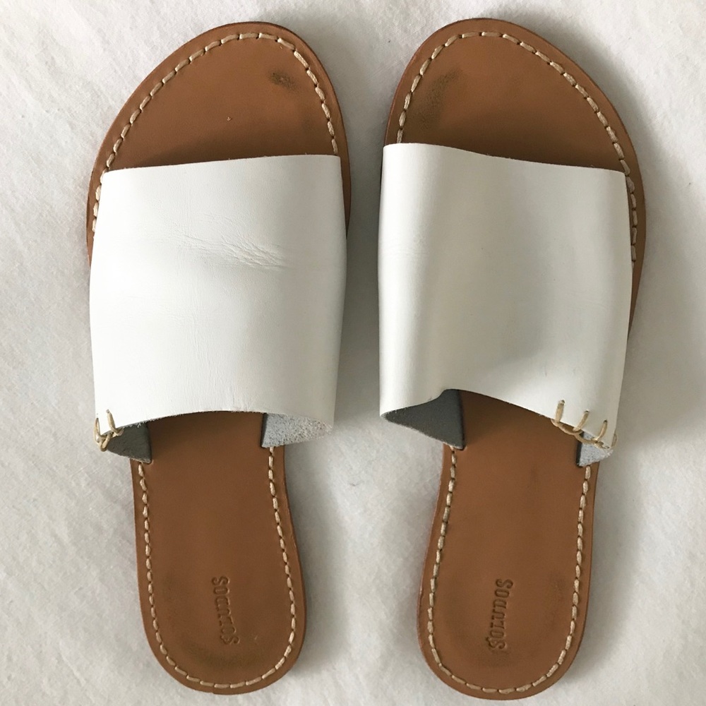 Soludos White Leather Slides size 40